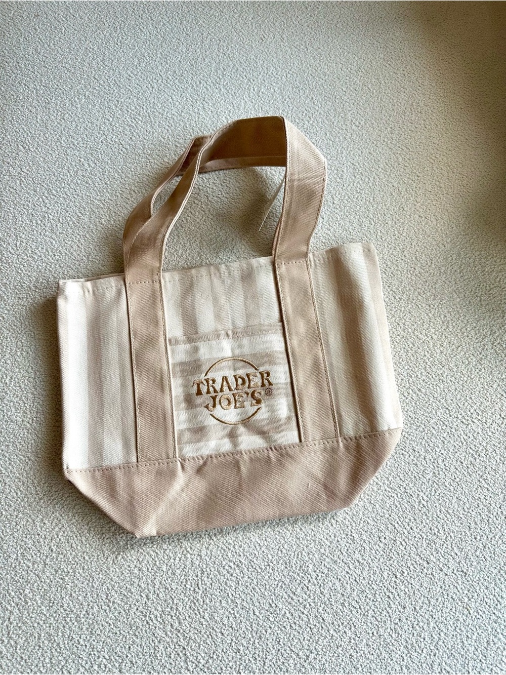Trader Joe’s Mini Tote Set of 4 NWT Pastel Striped Bags Pink Blue Green Beige - Picture 4 of 6